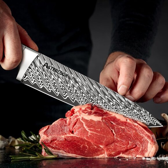 Astercook Chef Knife, Pro 8 Inch Kitchen Knife, German High Carbon Stainless Ste - Picture 5 of 8